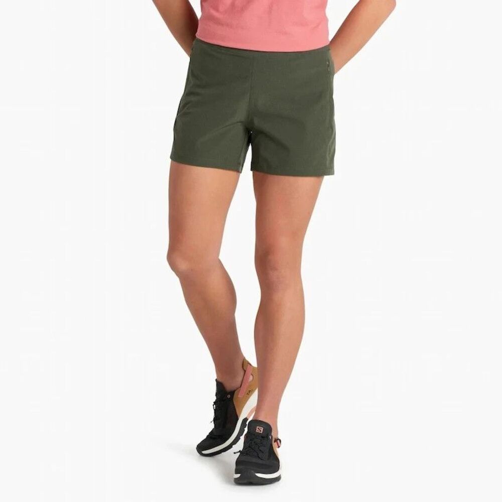 Kuhl Freeflex Shorts Womens S Olive Green Pull On Zip Pockets Lightweight